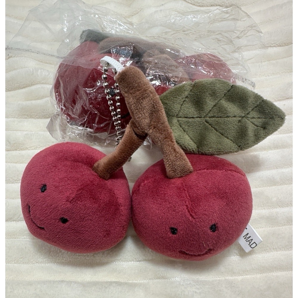 Set of 2 Cherry Plush Cherries Keychain Couple Doll Backpack Pendant NEW